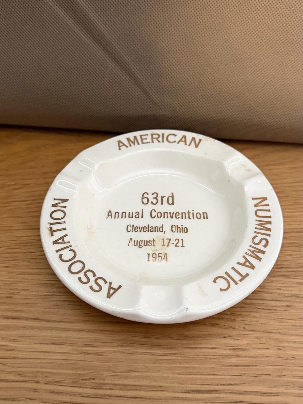 Vintage 1954 ANA Numismatic Convention Cleveland Ohio Ashtray